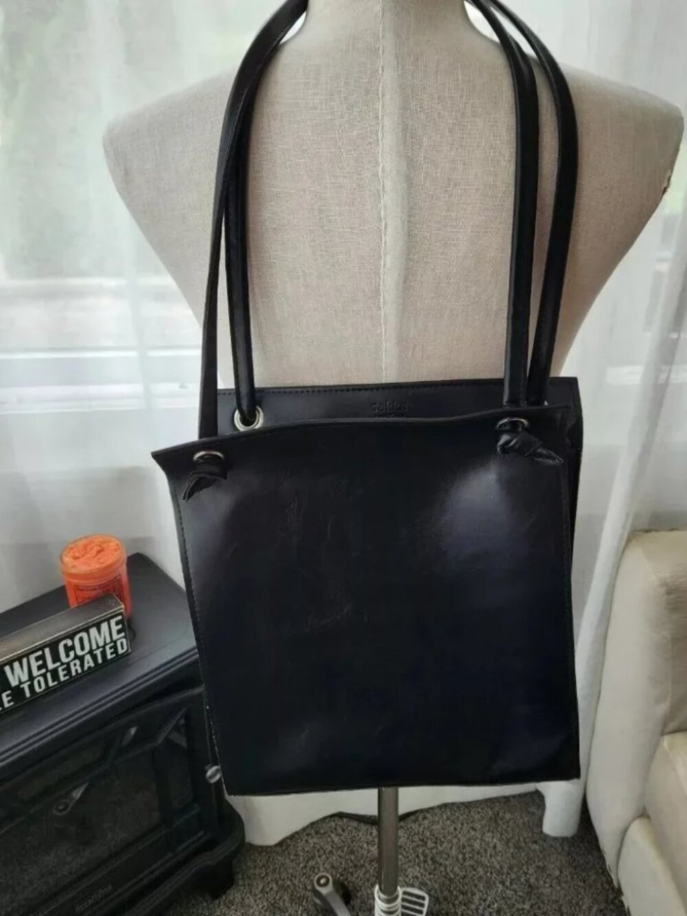 SAKKA Hand Made Vegan Leather Shoulder Bag black Knots 12x11